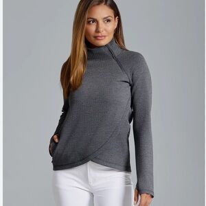 IBKUL Popcorn Stitch Charcoal Asymmetrical Zip Pullover Size S